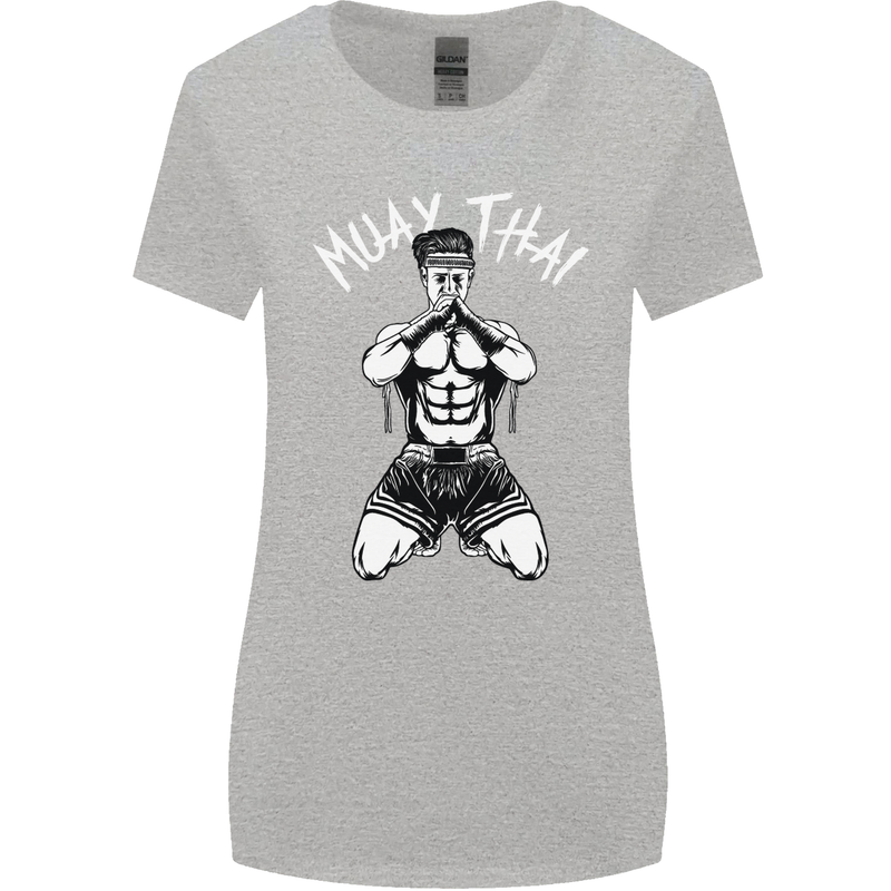 Muay Thai Fighter Mixed Martial Arts MMA Womens Wider Cut T-Shirt Sports Grey