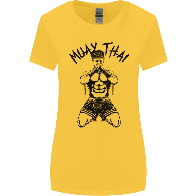 Muay Thai Fighter Mixed Martial Arts MMA Womens Wider Cut T-Shirt Yellow