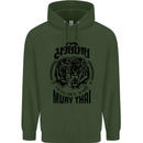 Muay Thai Fighter Warrior MMA Martial Arts Childrens Kids Hoodie Forest Green