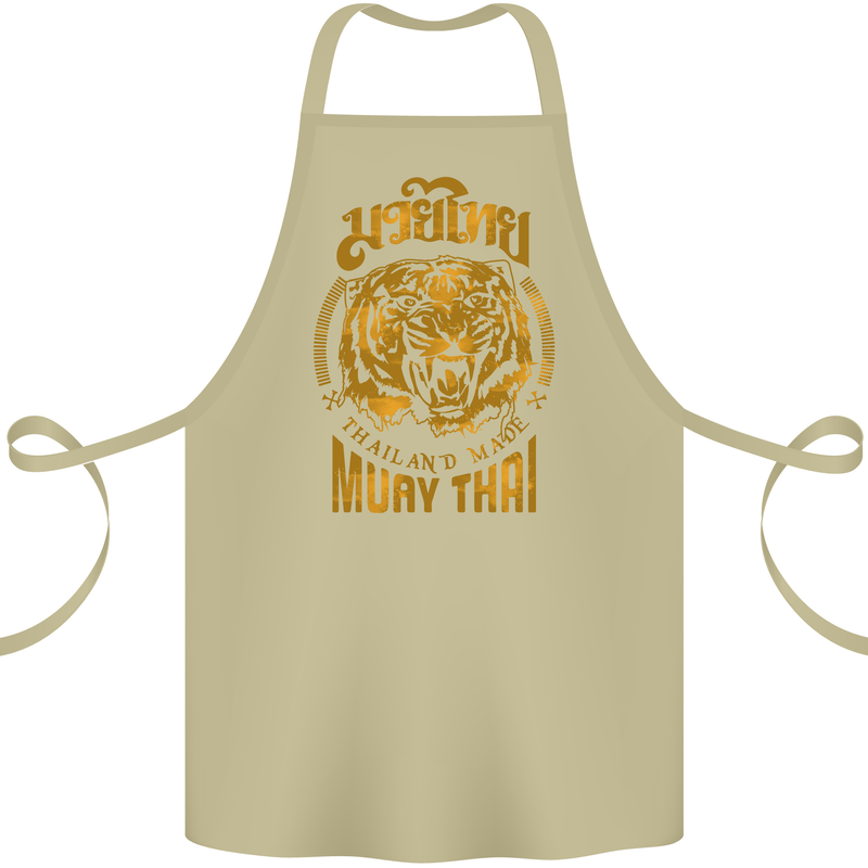 Muay Thai Fighter Warrior MMA Martial Arts Cotton Apron 100% Organic Khaki