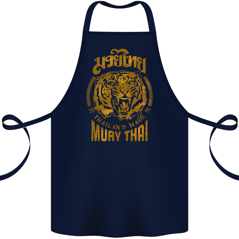 Muay Thai Fighter Warrior MMA Martial Arts Cotton Apron 100% Organic Navy Blue