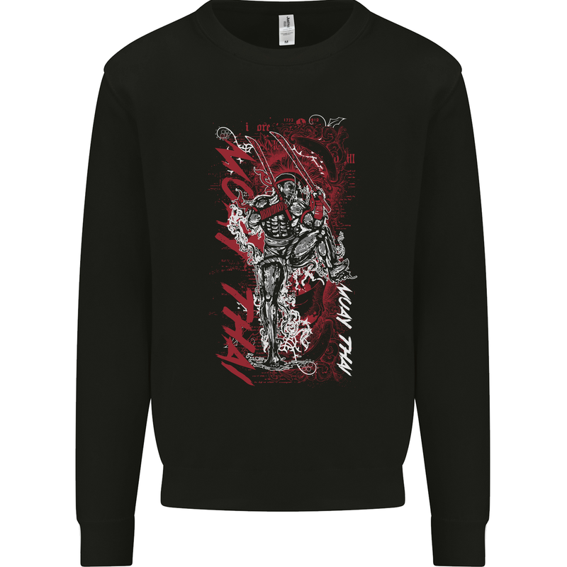 Muay Thai Fighter Warrior MMA Martial Arts Kids Sweatshirt Jumper Black