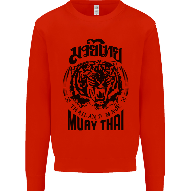 Muay Thai Fighter Warrior MMA Martial Arts Kids Sweatshirt Jumper Bright Red