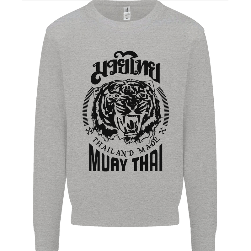 Muay Thai Fighter Warrior MMA Martial Arts Kids Sweatshirt Jumper Sports Grey