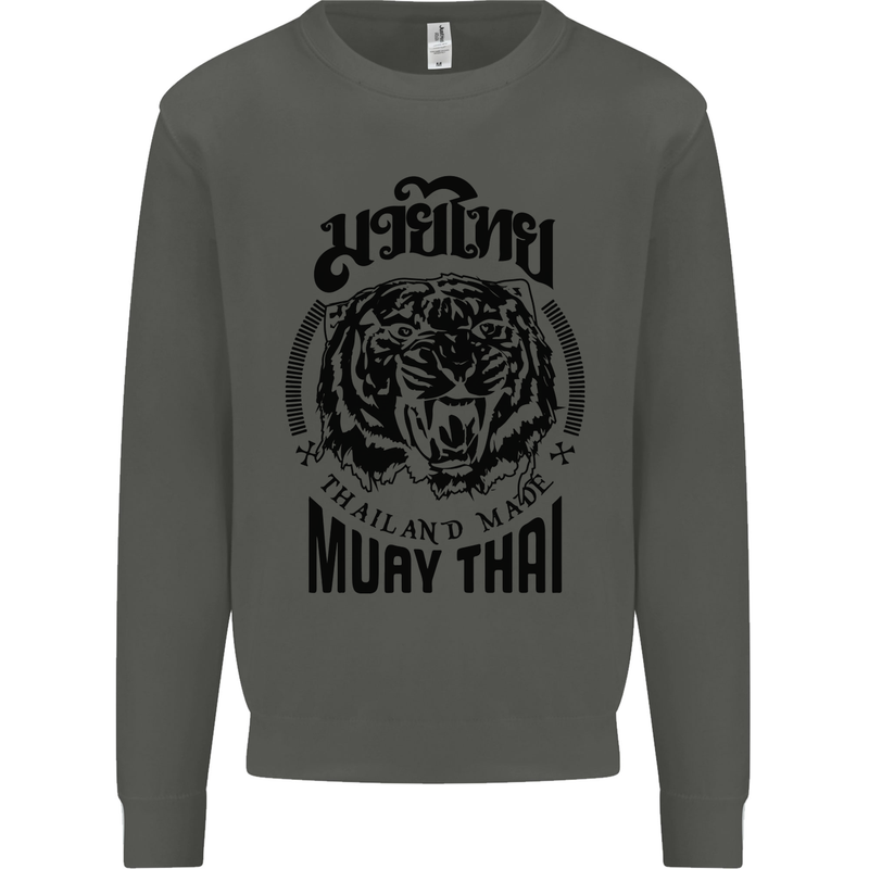 Muay Thai Fighter Warrior MMA Martial Arts Kids Sweatshirt Jumper Storm Grey