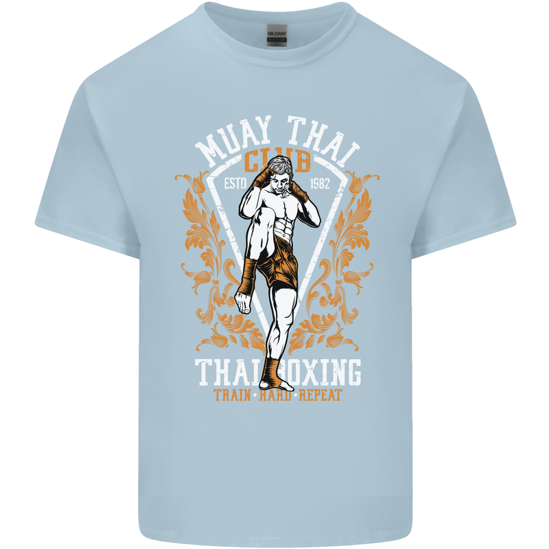 Muay Thai Fighter Warrior MMA Martial Arts Mens Cotton T-Shirt Tee Top Light Blue