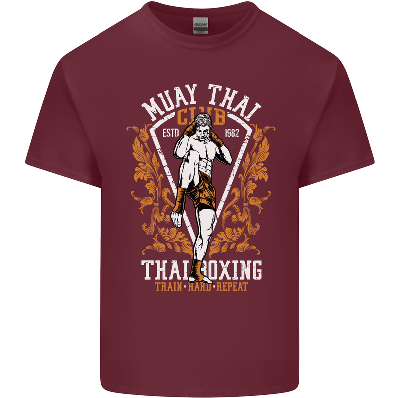 Muay Thai Fighter Warrior MMA Martial Arts Mens Cotton T-Shirt Tee Top Maroon