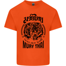 Muay Thai Fighter Warrior MMA Martial Arts Mens Cotton T-Shirt Tee Top Orange