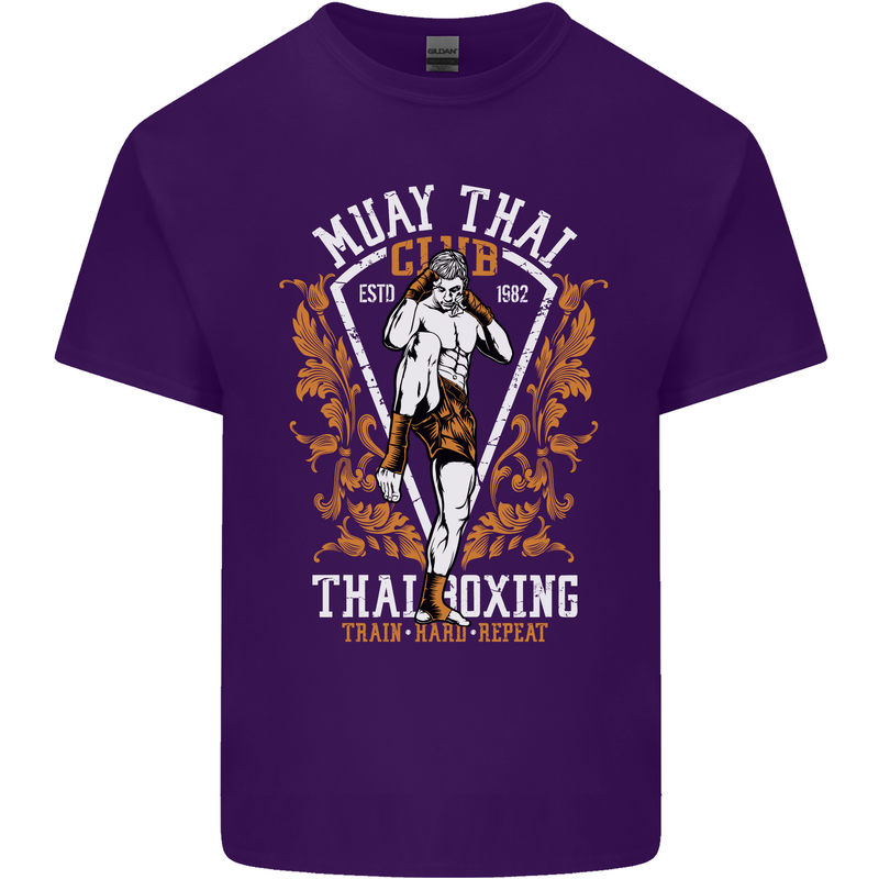 Muay Thai Fighter Warrior MMA Martial Arts Mens Cotton T-Shirt Tee Top Purple