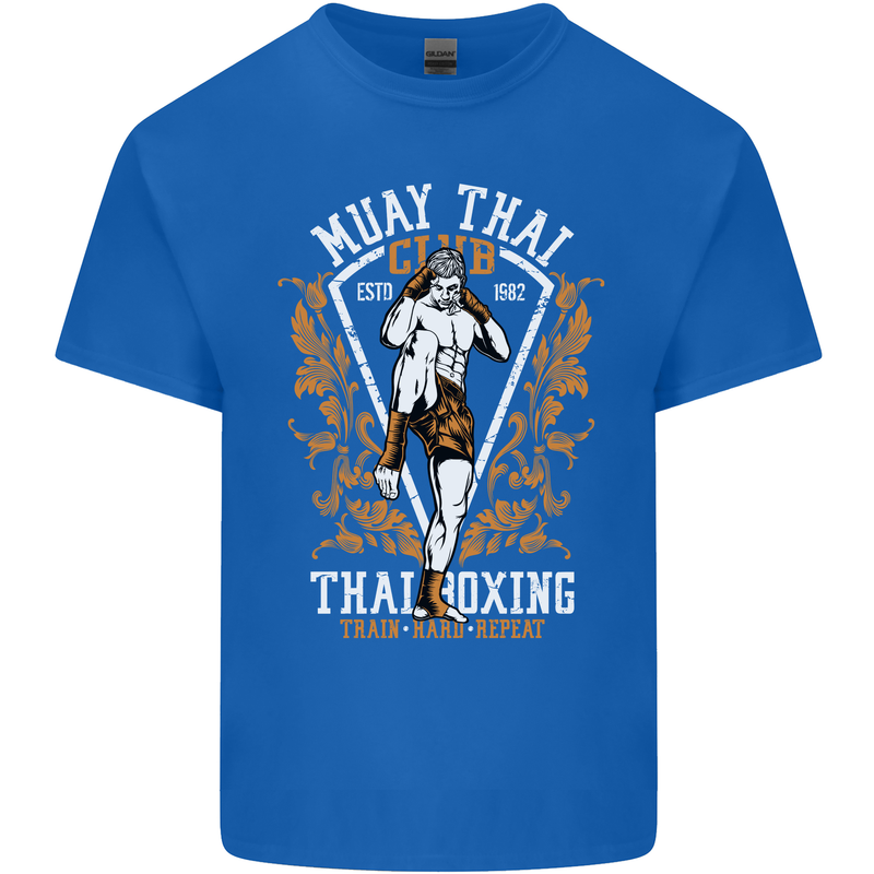 Muay Thai Fighter Warrior MMA Martial Arts Mens Cotton T-Shirt Tee Top Royal Blue