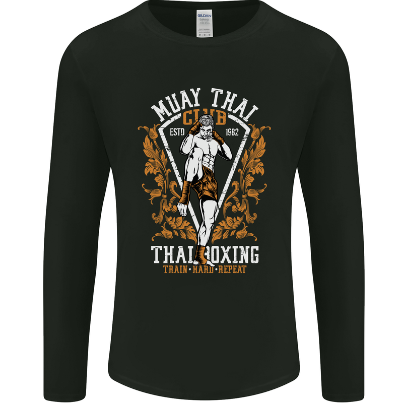 Muay Thai Fighter Warrior MMA Martial Arts Mens Long Sleeve T-Shirt Black