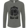 Muay Thai Fighter Warrior MMA Martial Arts Mens Long Sleeve T-Shirt Charcoal