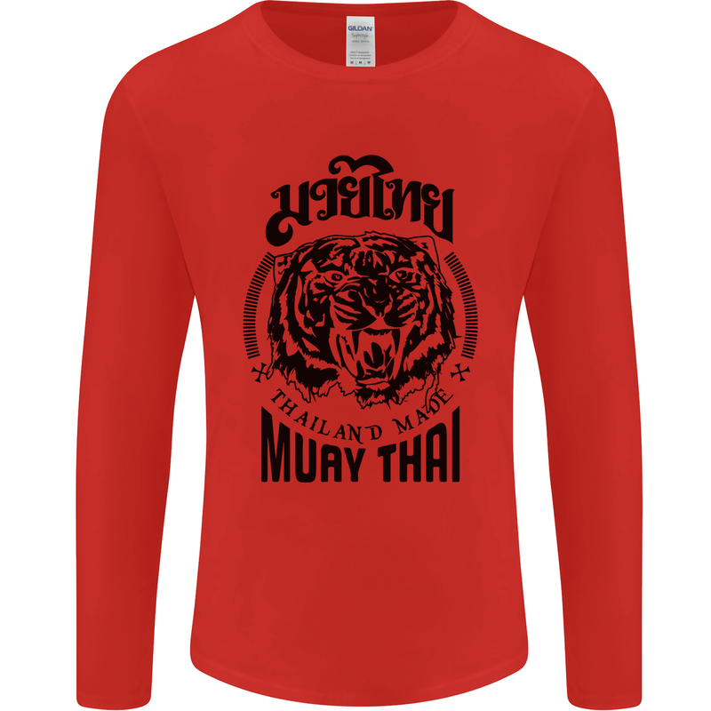 Muay Thai Fighter Warrior MMA Martial Arts Mens Long Sleeve T-Shirt Red