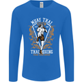 Muay Thai Fighter Warrior MMA Martial Arts Mens Long Sleeve T-Shirt Royal Blue