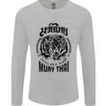 Muay Thai Fighter Warrior MMA Martial Arts Mens Long Sleeve T-Shirt Sports Grey