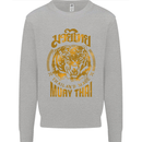Muay Thai Fighter Warrior MMA Martial Arts Mens Sweatshirt Jumper Sports Grey