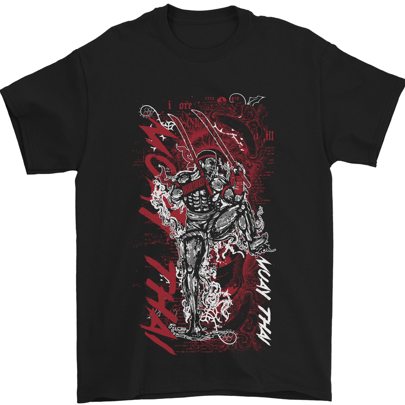 Muay Thai Fighter Warrior MMA Martial Arts Mens T-Shirt Cotton Gildan Black