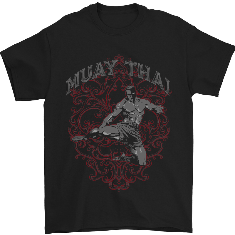 Muay Thai Fighter Warrior MMA Martial Arts Mens T-Shirt Cotton Gildan Black