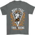 Muay Thai Fighter Warrior MMA Martial Arts Mens T-Shirt Cotton Gildan Charcoal