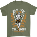 Muay Thai Fighter Warrior MMA Martial Arts Mens T-Shirt Cotton Gildan Military Green
