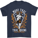 Muay Thai Fighter Warrior MMA Martial Arts Mens T-Shirt Cotton Gildan Navy Blue