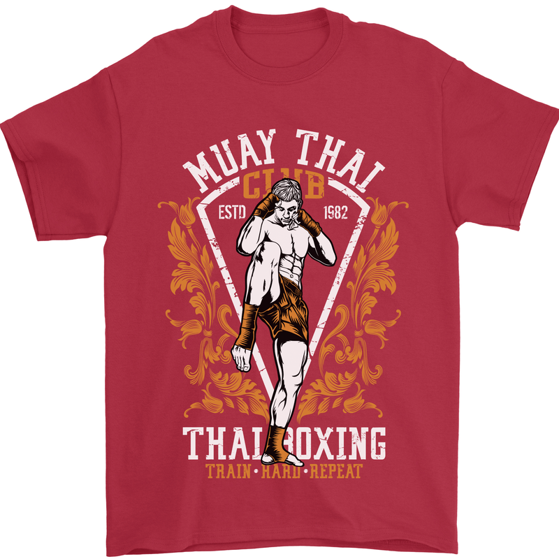 Muay Thai Fighter Warrior MMA Martial Arts Mens T-Shirt Cotton Gildan Red