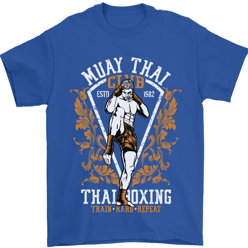 Muay Thai Fighter Warrior MMA Martial Arts Mens T-Shirt Cotton Gildan Royal Blue