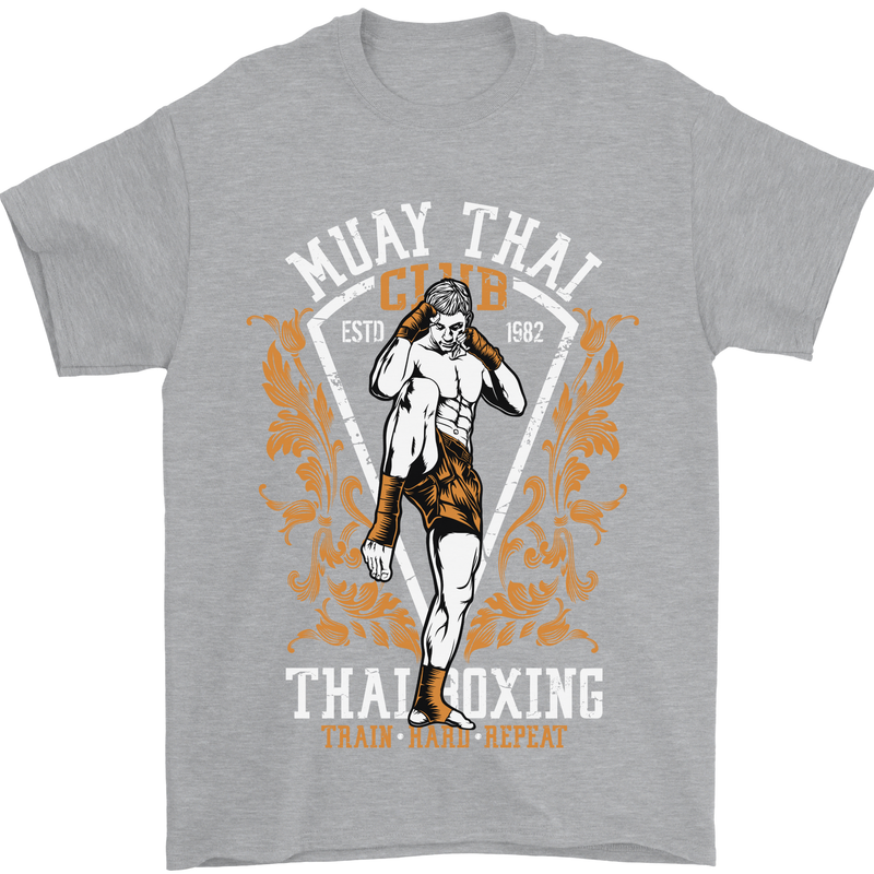 Muay Thai Fighter Warrior MMA Martial Arts Mens T-Shirt Cotton Gildan Sports Grey