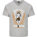 Muay Thai Fighter Warrior MMA Martial Arts Mens V-Neck Cotton T-Shirt Sports Grey