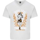 Muay Thai Fighter Warrior MMA Martial Arts Mens V-Neck Cotton T-Shirt White