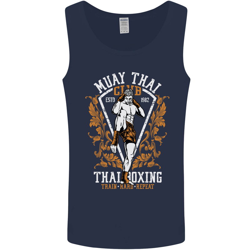 Muay Thai Fighter Warrior MMA Martial Arts Mens Vest Tank Top Navy Blue