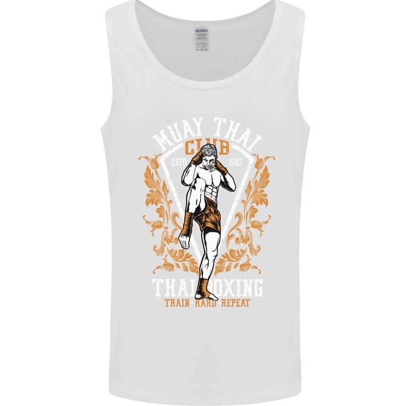 Muay Thai Fighter Warrior MMA Martial Arts Mens Vest Tank Top White