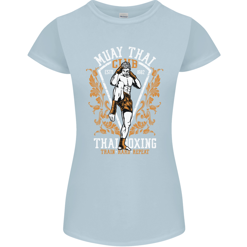 Muay Thai Fighter Warrior MMA Martial Arts Womens Petite Cut T-Shirt Light Blue