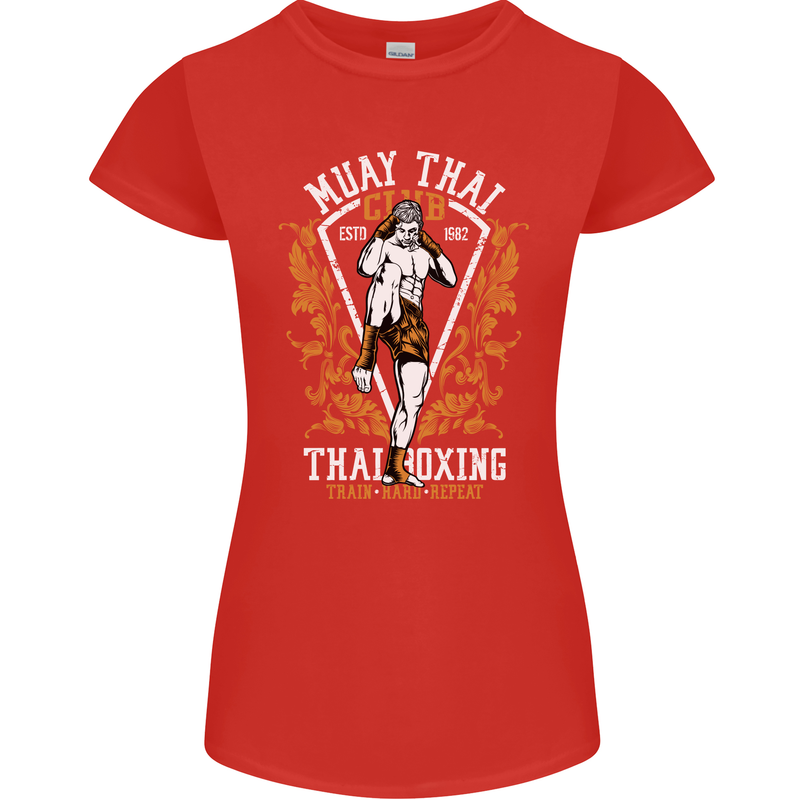 Muay Thai Fighter Warrior MMA Martial Arts Womens Petite Cut T-Shirt Red
