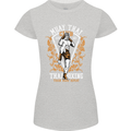 Muay Thai Fighter Warrior MMA Martial Arts Womens Petite Cut T-Shirt Sports Grey