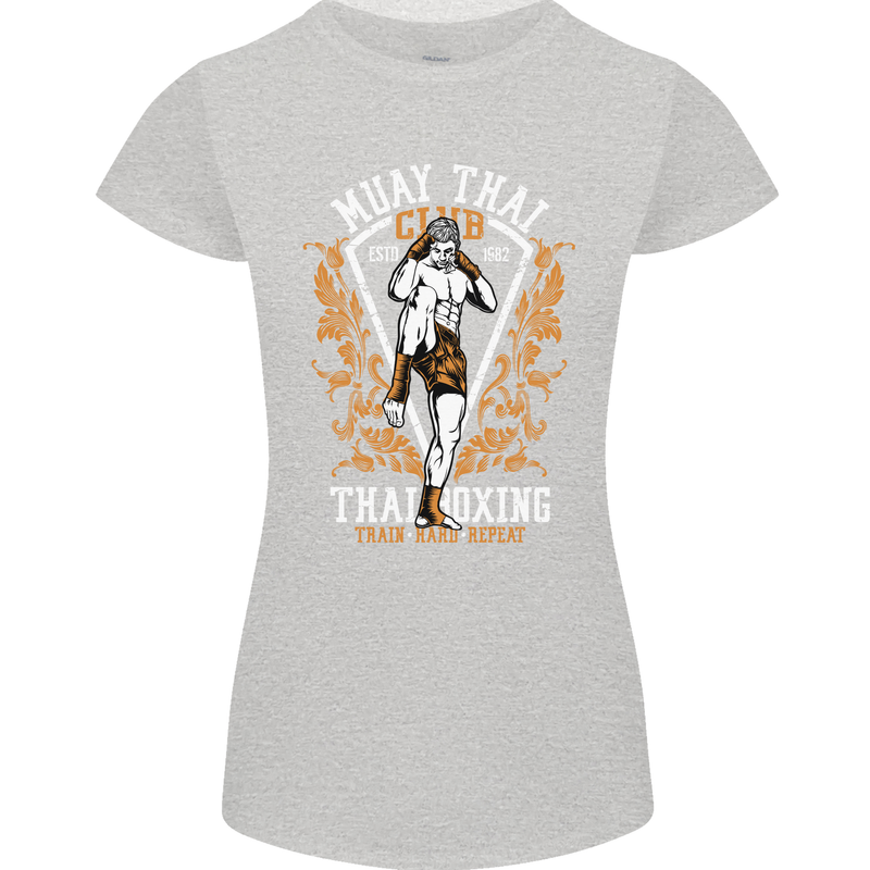 Muay Thai Fighter Warrior MMA Martial Arts Womens Petite Cut T-Shirt Sports Grey