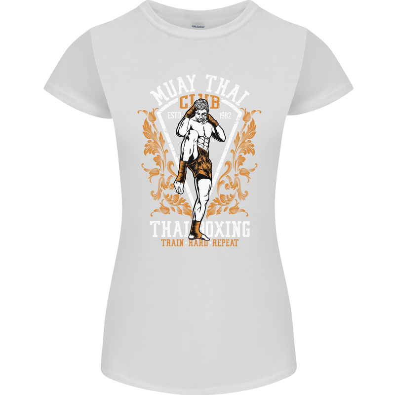 Muay Thai Fighter Warrior MMA Martial Arts Womens Petite Cut T-Shirt White