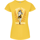 Muay Thai Fighter Warrior MMA Martial Arts Womens Petite Cut T-Shirt Yellow