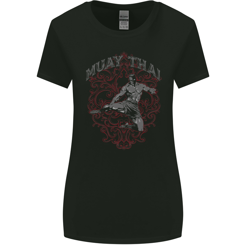 Muay Thai Fighter Warrior MMA Martial Arts Womens Wider Cut T-Shirt Black