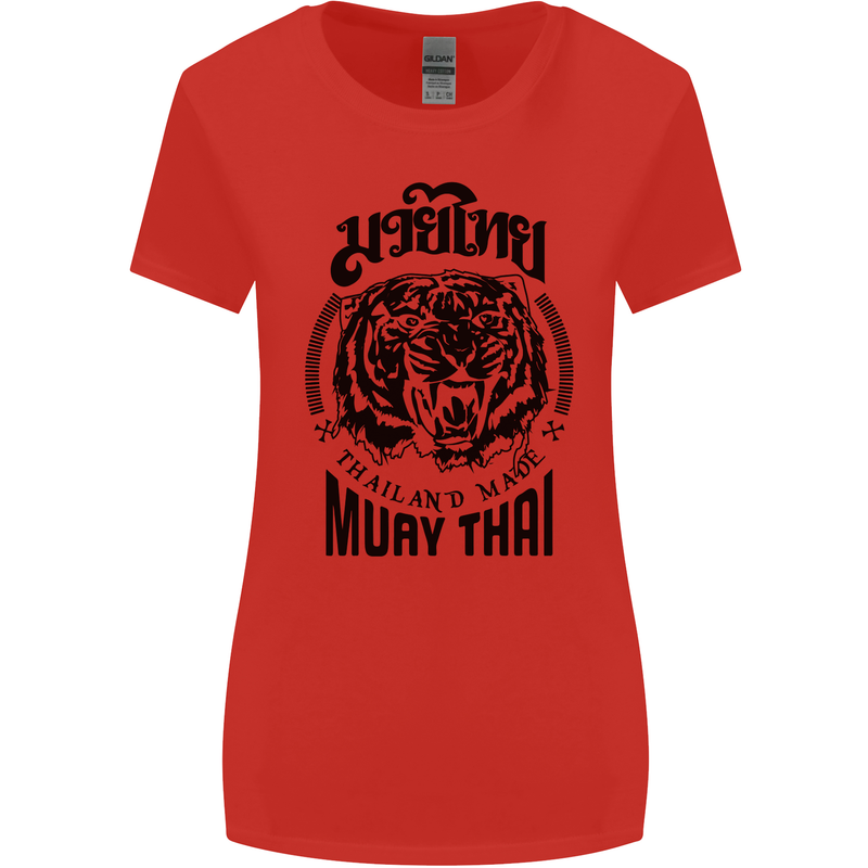 Muay Thai Fighter Warrior MMA Martial Arts Womens Wider Cut T-Shirt Red