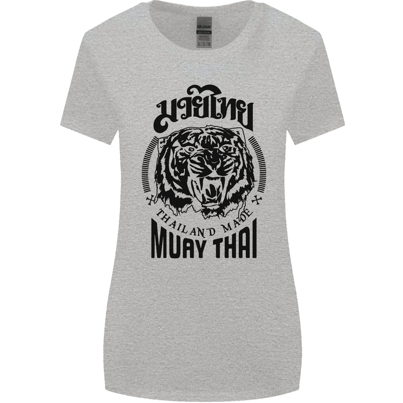 Muay Thai Fighter Warrior MMA Martial Arts Womens Wider Cut T-Shirt Sports Grey