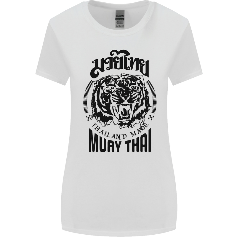 Muay Thai Fighter Warrior MMA Martial Arts Womens Wider Cut T-Shirt White