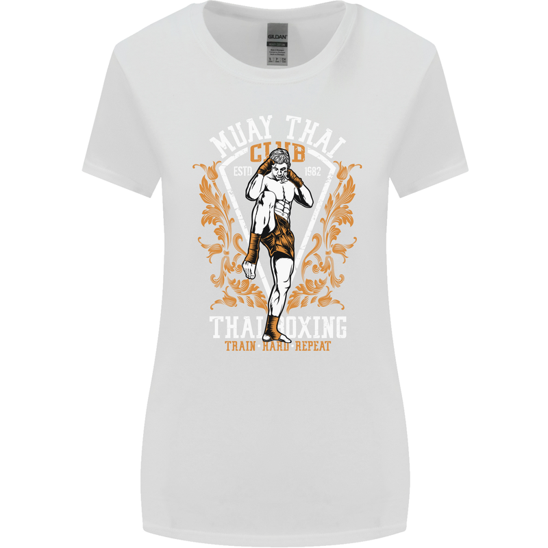 Muay Thai Fighter Warrior MMA Martial Arts Womens Wider Cut T-Shirt White