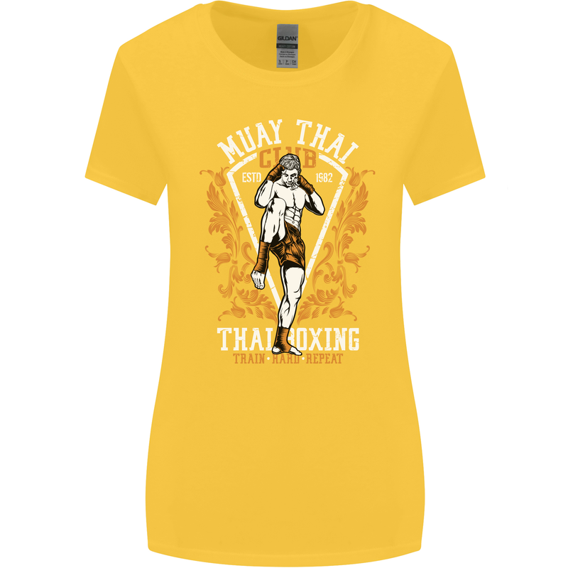 Muay Thai Fighter Warrior MMA Martial Arts Womens Wider Cut T-Shirt Yellow