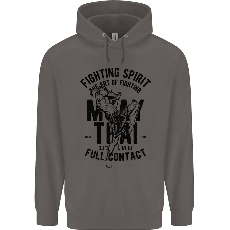 Muay Thai Full Contact Martial Arts MMA Mens 80% Cotton Hoodie Charcoal