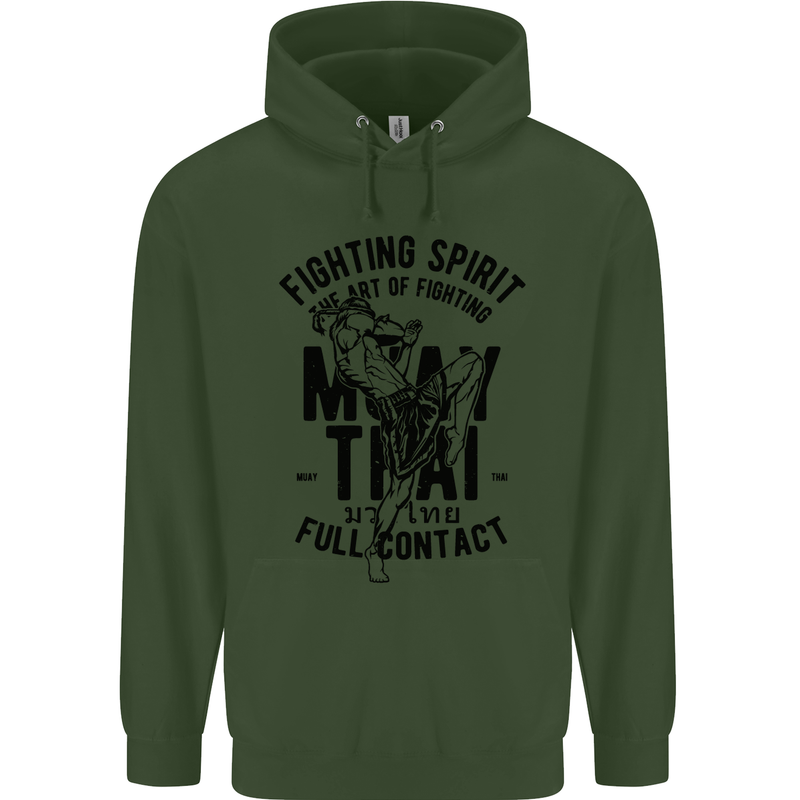 Muay Thai Full Contact Martial Arts MMA Mens 80% Cotton Hoodie Forest Green