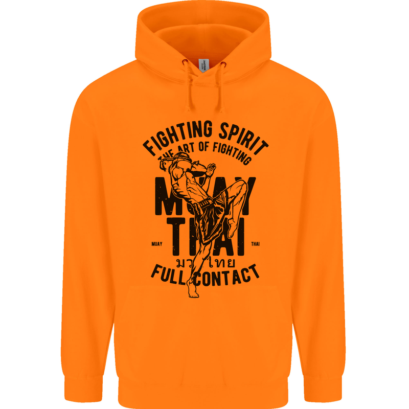 Muay Thai Full Contact Martial Arts MMA Mens 80% Cotton Hoodie Orange