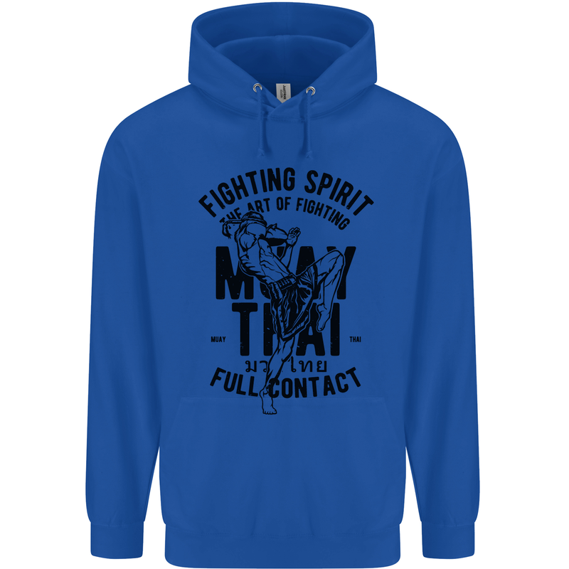 Muay Thai Full Contact Martial Arts MMA Mens 80% Cotton Hoodie Royal Blue