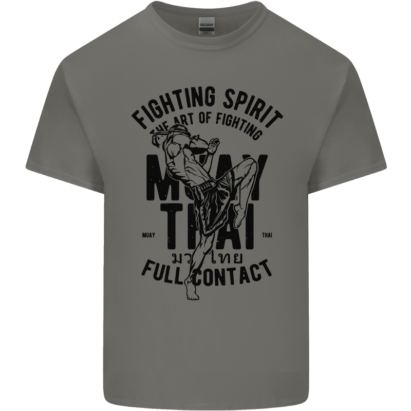 Muay Thai Full Contact Martial Arts MMA Mens Cotton T-Shirt Tee Top Charcoal