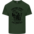 Muay Thai Full Contact Martial Arts MMA Mens Cotton T-Shirt Tee Top Forest Green